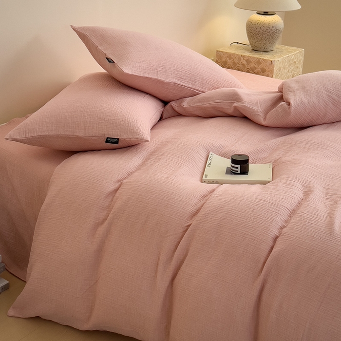 91家纺网 家纺一手货源 找家纺 （总）席世家 2025新款纯棉全棉皱皱纱四件套