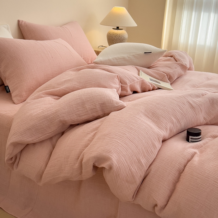 91家纺网 家纺一手货源 找家纺 （总）席世家 2025新款纯棉全棉皱皱纱四件套