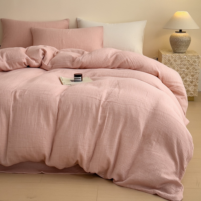 91家纺网 家纺一手货源 找家纺 （总）席世家 2025新款纯棉全棉皱皱纱四件套