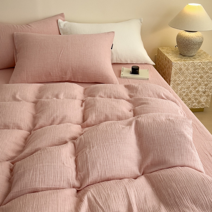 91家纺网 家纺一手货源 找家纺 （总）席世家 2025新款纯棉全棉皱皱纱四件套