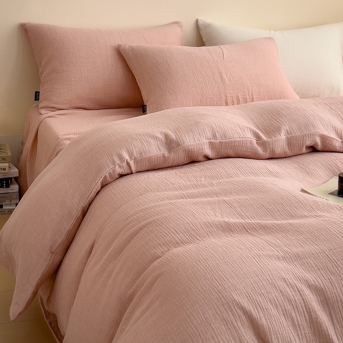 91家纺网 家纺一手货源 找家纺 （总）席世家 2025新款纯棉全棉皱皱纱四件套