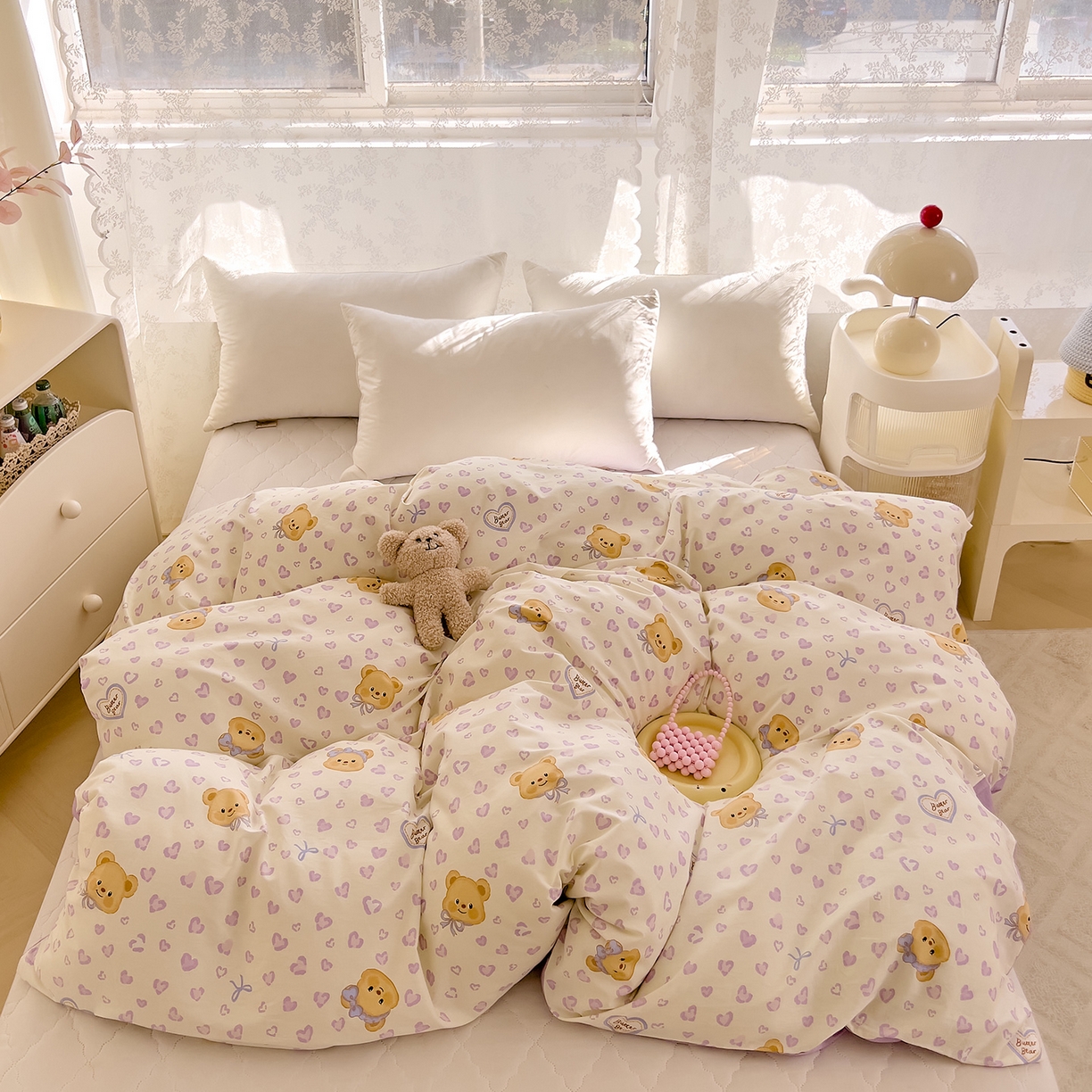 91家纺网 家纺一手货源 找家纺 DoDo 兜兜 2025新款卡通全棉纯棉小清新单品被套系列 （可定做尺寸） 豹纹小熊