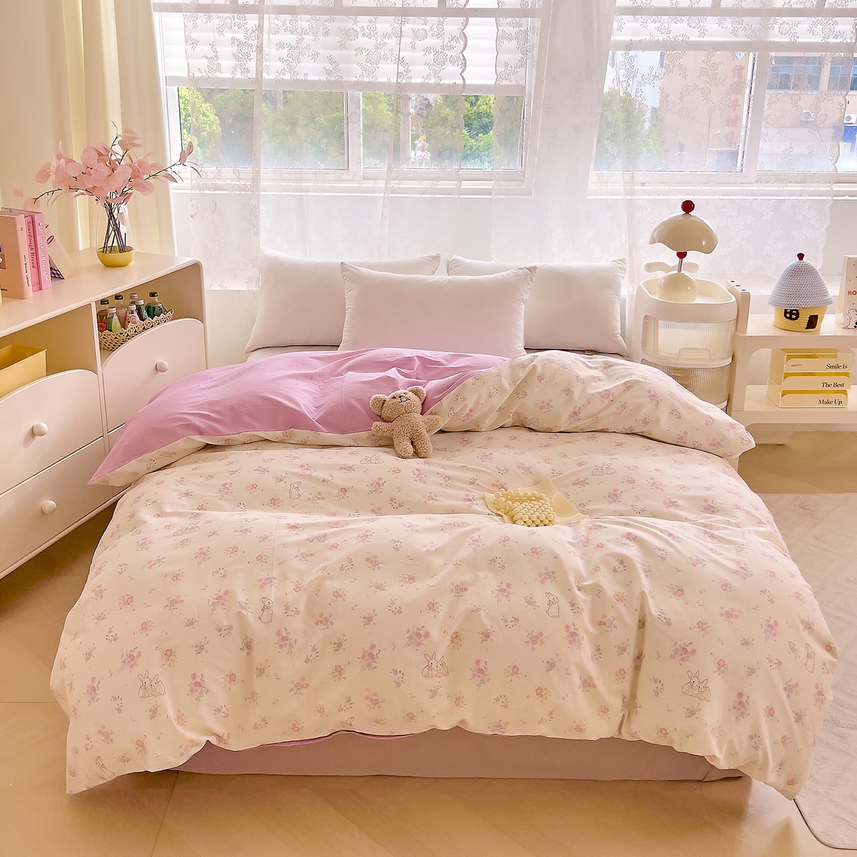 91家纺网 家纺一手货源 找家纺 （总）DoDo 兜兜 2025新款卡通全棉纯棉小清新单品被套系列 （可定做尺寸）