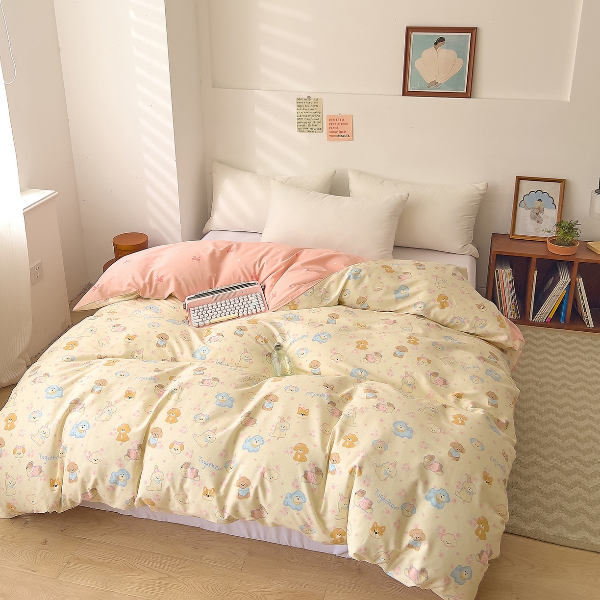 91家纺网 家纺一手货源 找家纺 DoDo 兜兜 2025新款卡通全棉纯棉小清新单品被套系列 （可定做尺寸） 狗狗家族