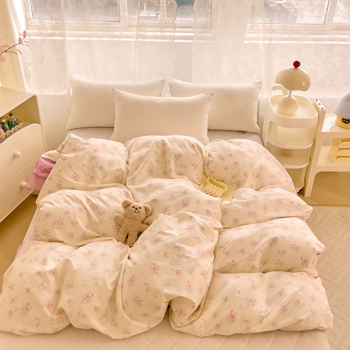 91家纺网 家纺一手货源 找家纺 DoDo 兜兜 2025新款卡通全棉纯棉小清新单品被套系列 （可定做尺寸） 萝莉兔