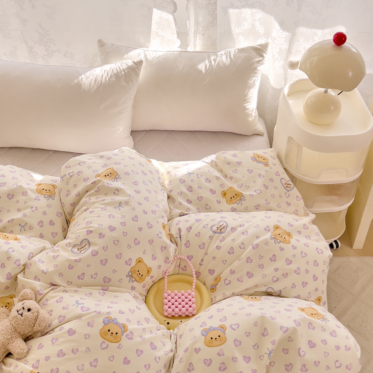 91家纺网 家纺一手货源 找家纺 DoDo 兜兜 2025新款卡通全棉纯棉小清新单品被套系列 （可定做尺寸） 豹纹小熊