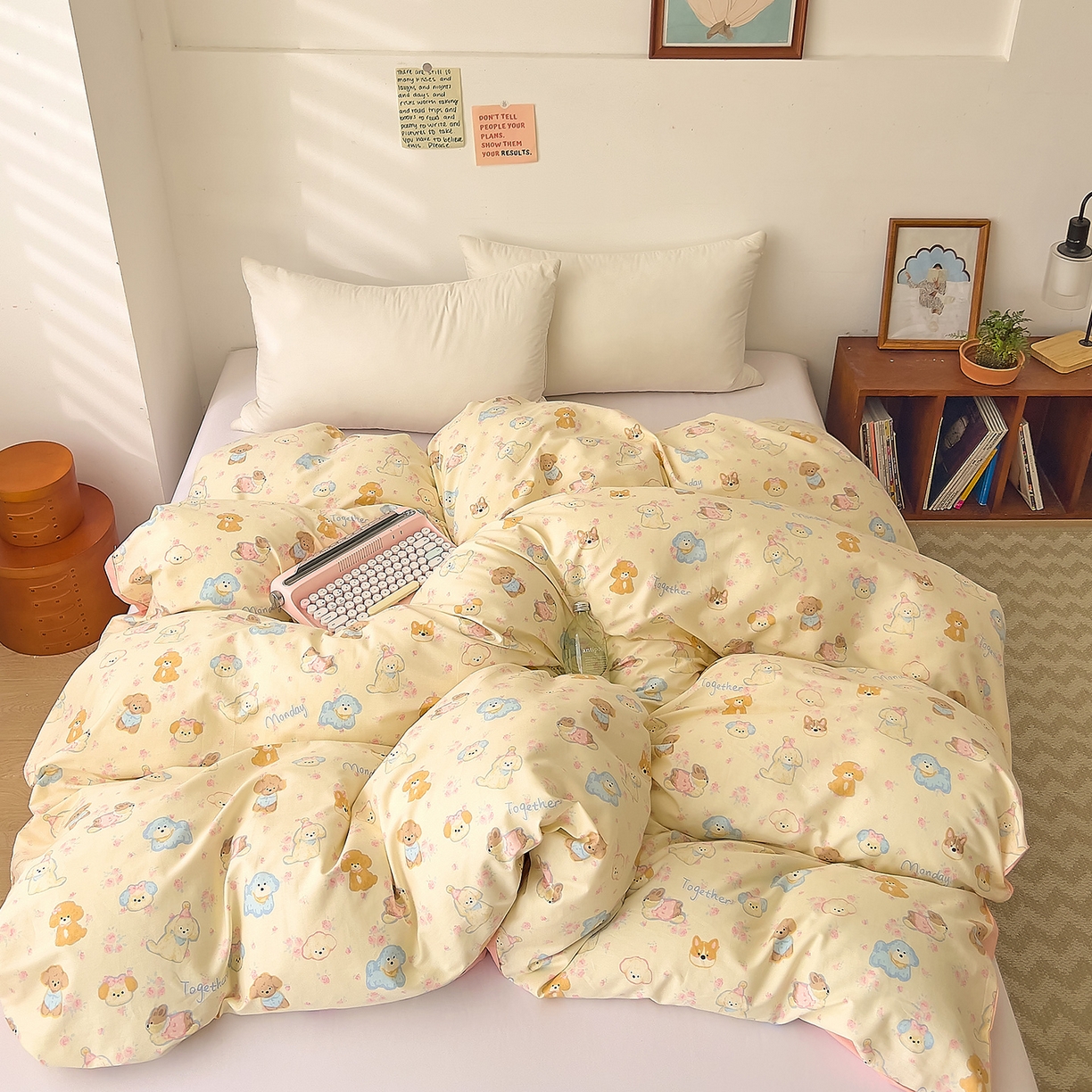 91家纺网 家纺一手货源 找家纺 DoDo 兜兜 2025新款卡通全棉纯棉小清新单品被套系列 （可定做尺寸） 狗狗家族