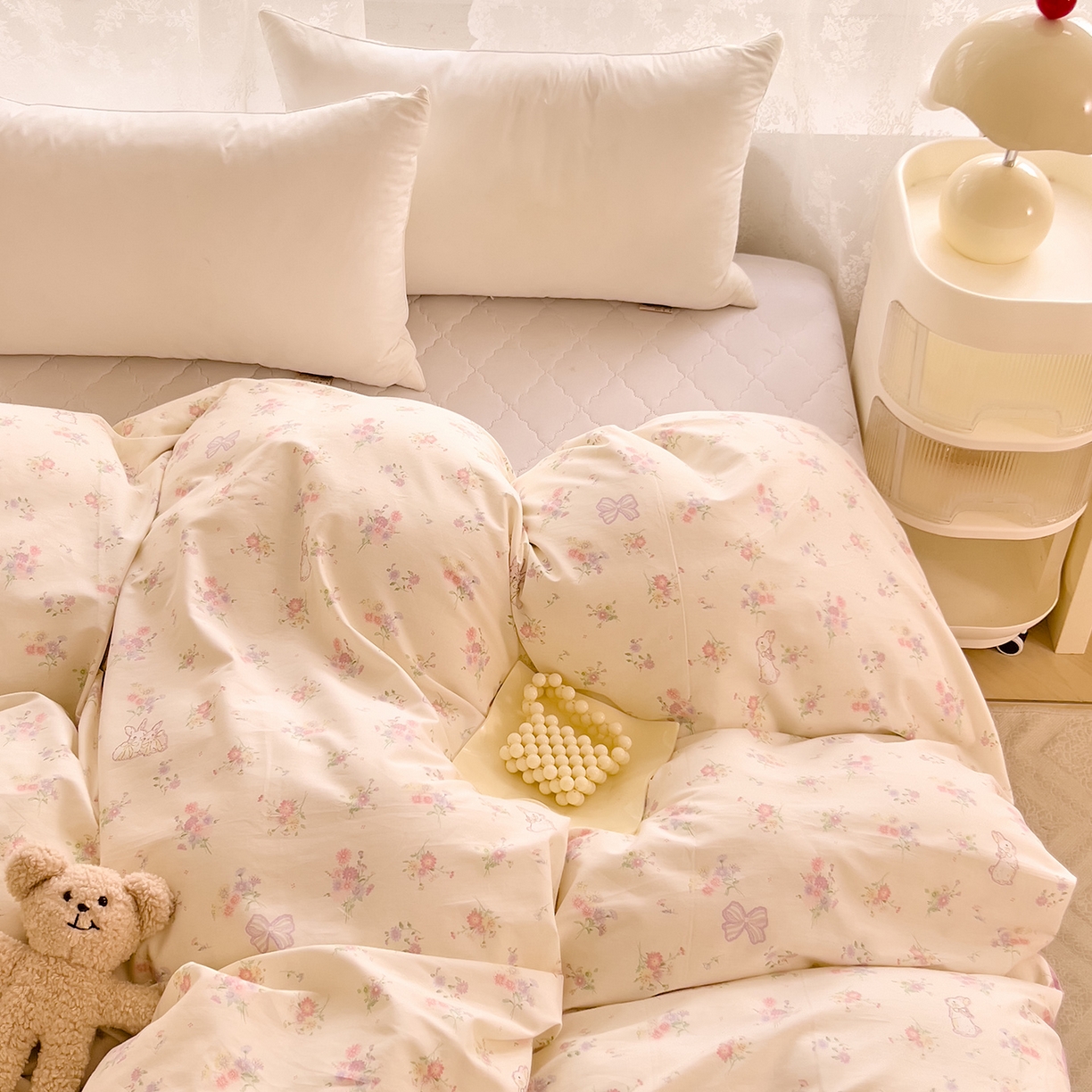 91家纺网 家纺一手货源 找家纺 DoDo 兜兜 2025新款卡通全棉纯棉小清新单品被套系列 （可定做尺寸） 萝莉兔