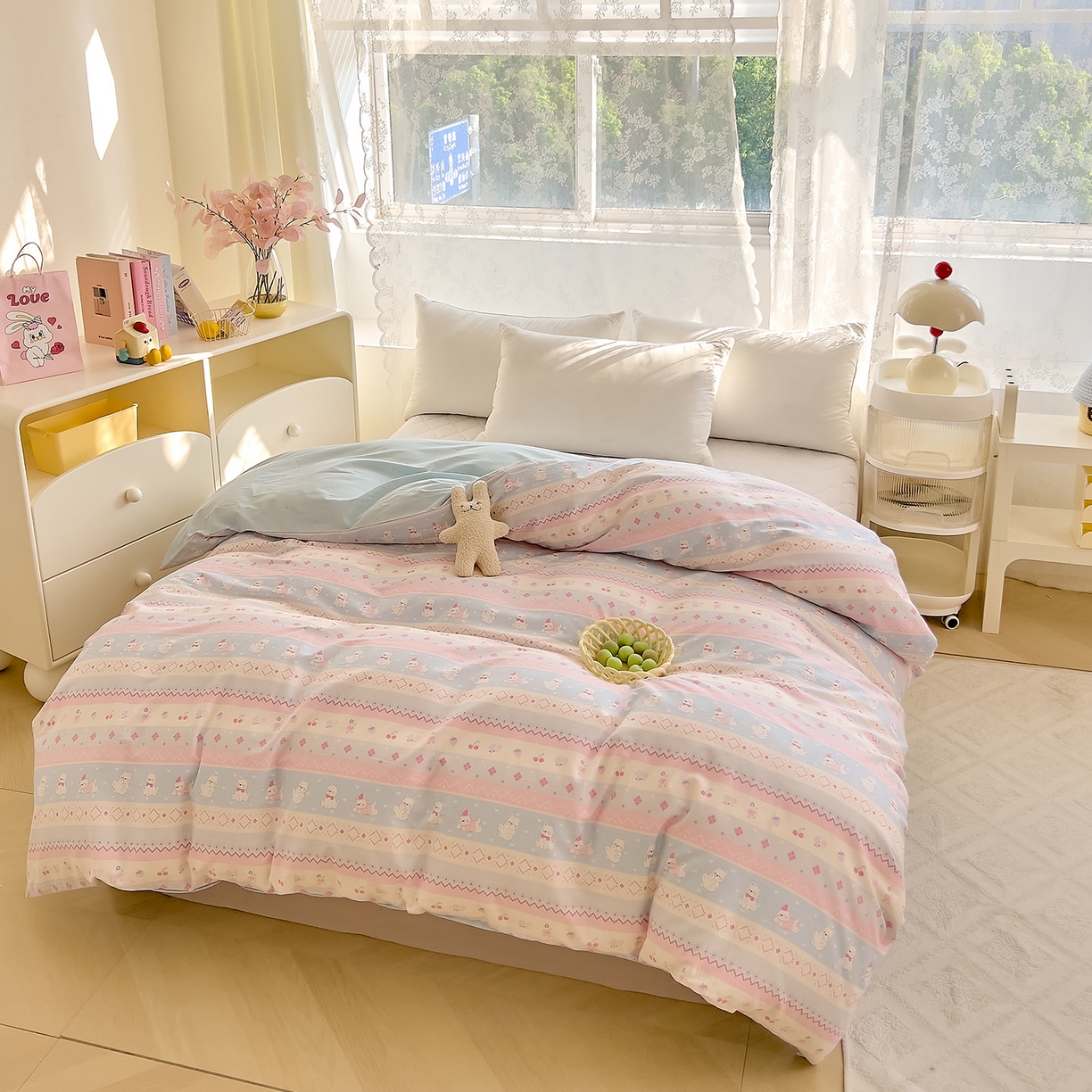 91家纺网 家纺一手货源 找家纺 DoDo 兜兜 2025新款卡通全棉纯棉小清新单品被套系列 （可定做尺寸） 小狗笔记