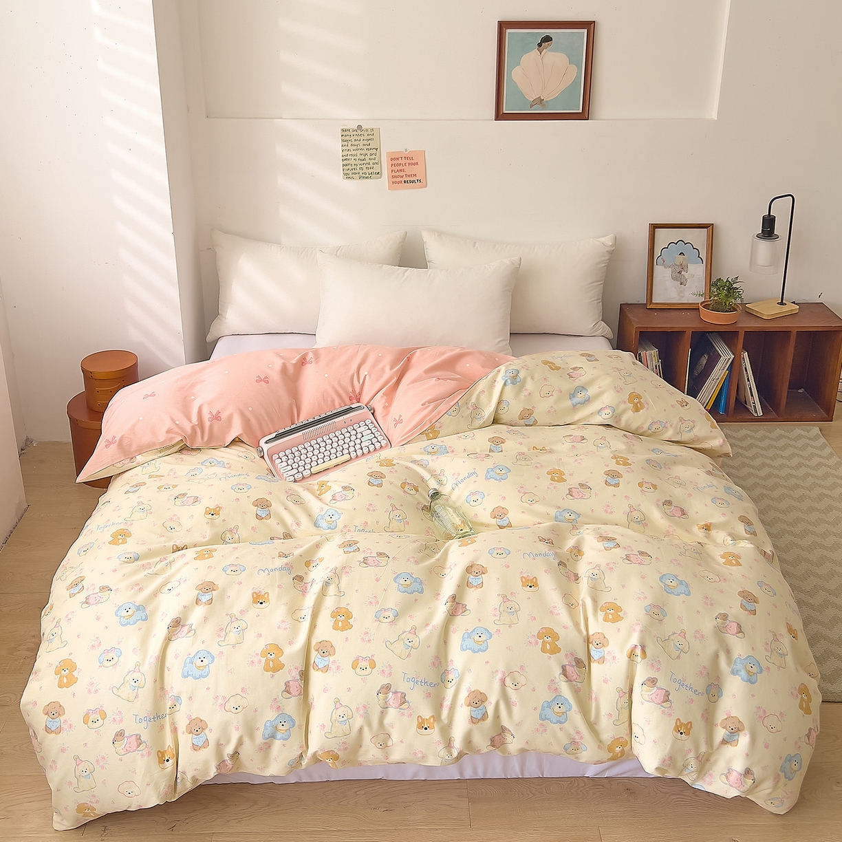 91家纺网 家纺一手货源 找家纺 （总）DoDo 兜兜 2025新款卡通全棉纯棉小清新单品被套系列 （可定做尺寸）