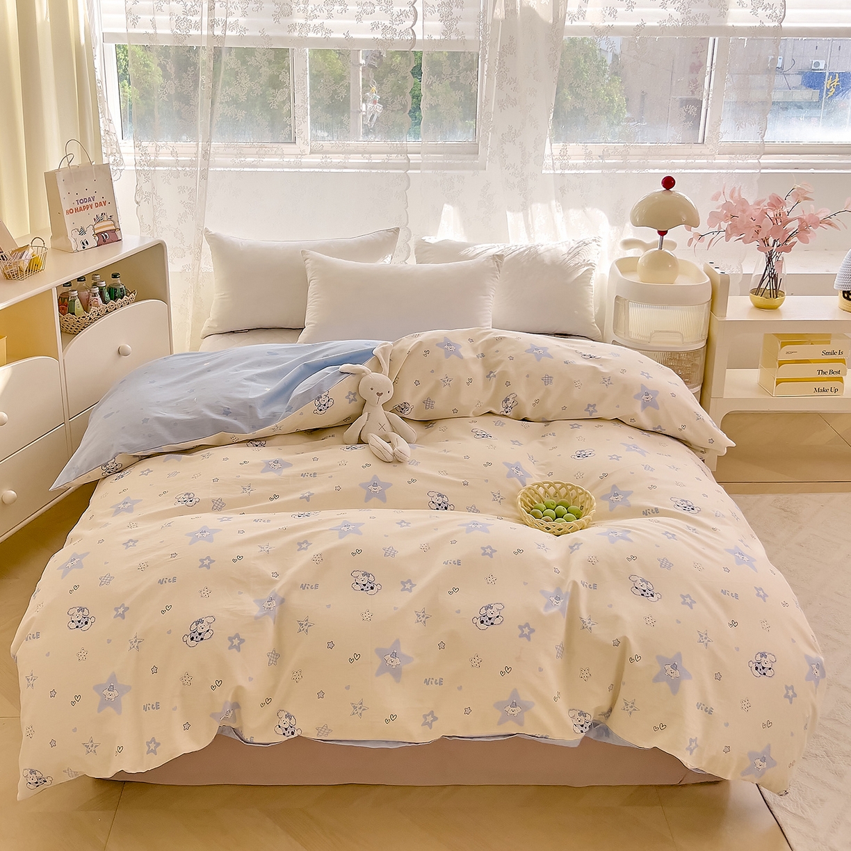 91家纺网 家纺一手货源 找家纺 （总）DoDo 兜兜 2025新款卡通全棉纯棉小清新单品被套系列 （可定做尺寸）