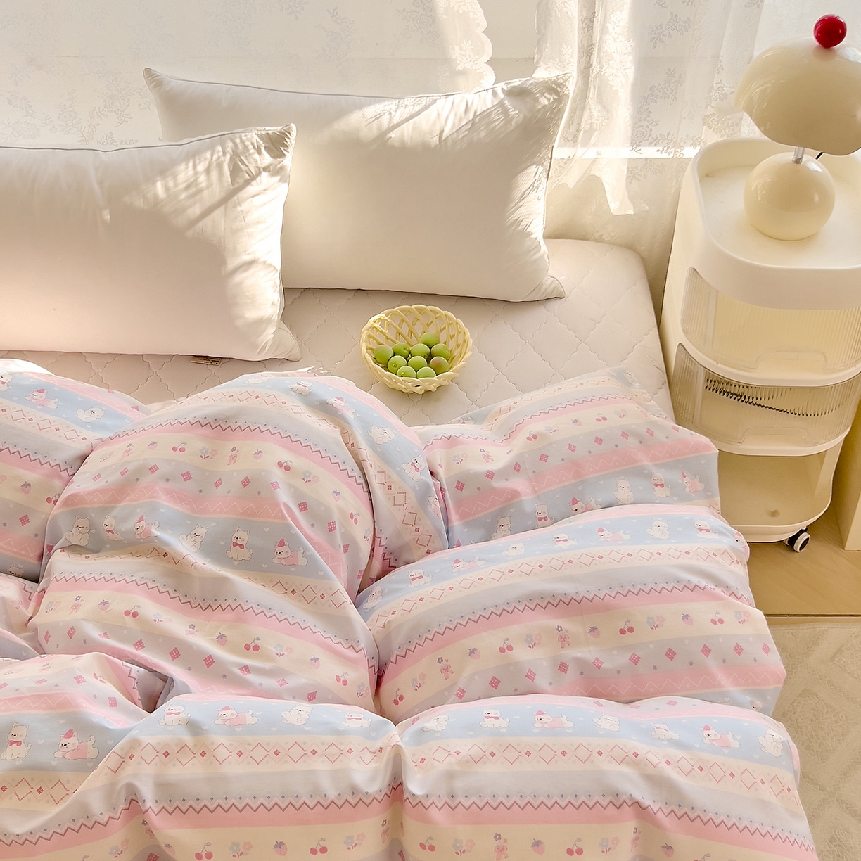 91家纺网 家纺一手货源 找家纺 DoDo 兜兜 2025新款卡通全棉纯棉小清新单品被套系列 （可定做尺寸） 小狗笔记