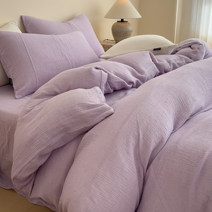 91家纺网 家纺一手货源 找家纺 （总）席世家 2025新款纯棉全棉皱皱纱四件套