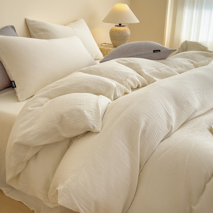 91家纺网 家纺一手货源 找家纺 （总）席世家 2025新款纯棉全棉皱皱纱四件套