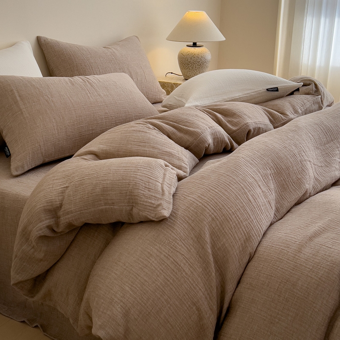 91家纺网 家纺一手货源 找家纺 （总）席世家 2025新款纯棉全棉皱皱纱四件套