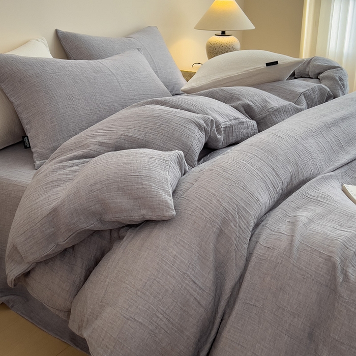 91家纺网 家纺一手货源 找家纺 （总）席世家 2025新款纯棉全棉皱皱纱四件套