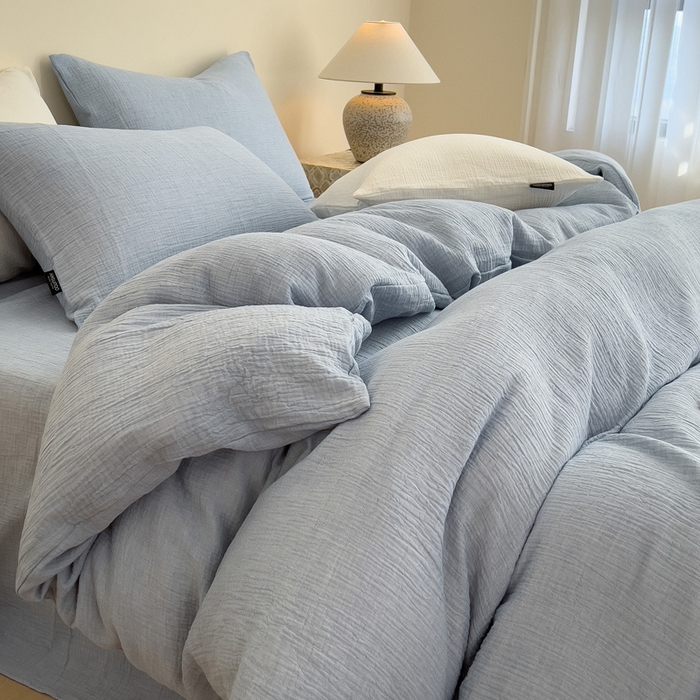 91家纺网 家纺一手货源 找家纺 （总）席世家 2025新款纯棉全棉皱皱纱四件套