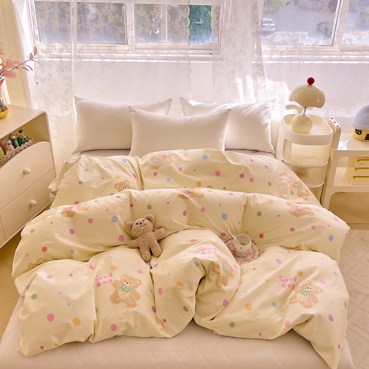 91家纺网 家纺一手货源 找家纺 DoDo 兜兜 2025新款卡通全棉纯棉小清新单品被套系列 （可定做尺寸） 假日小狗