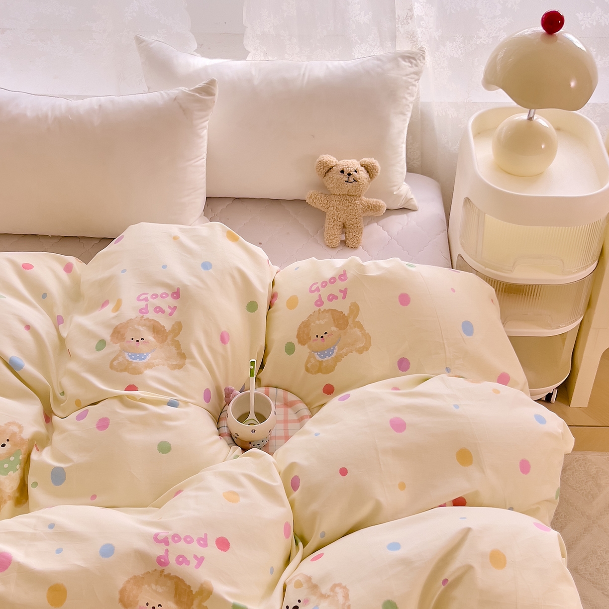 91家纺网 家纺一手货源 找家纺 DoDo 兜兜 2025新款卡通全棉纯棉小清新单品被套系列 （可定做尺寸） 假日小狗