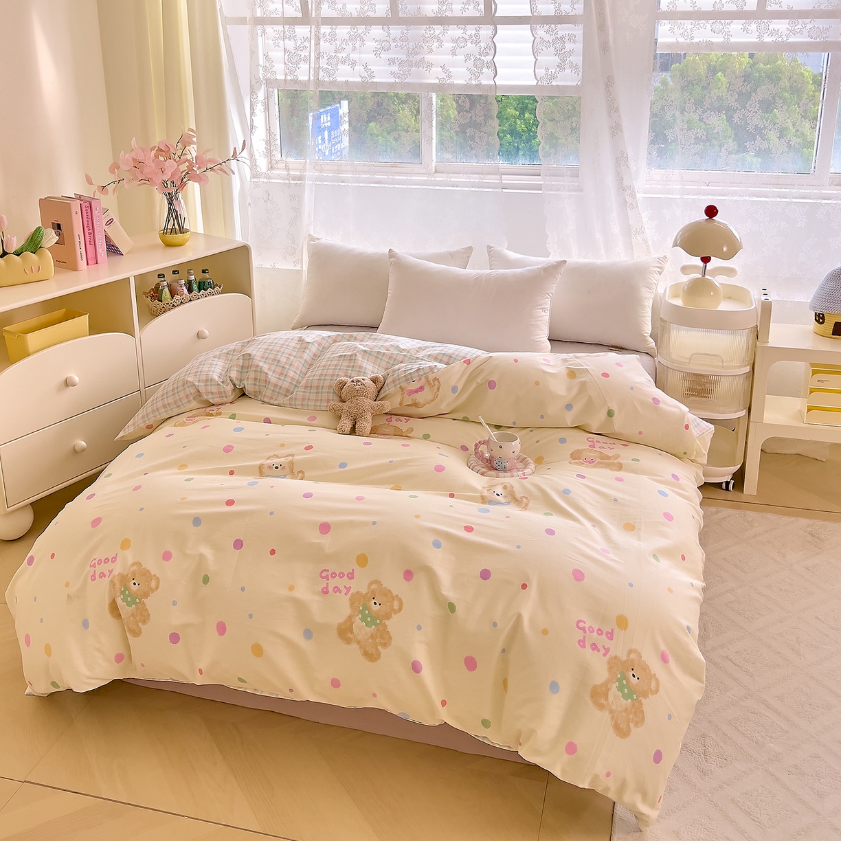 91家纺网 家纺一手货源 找家纺 DoDo 兜兜 2025新款卡通全棉纯棉小清新单品被套系列 （可定做尺寸） 假日小狗