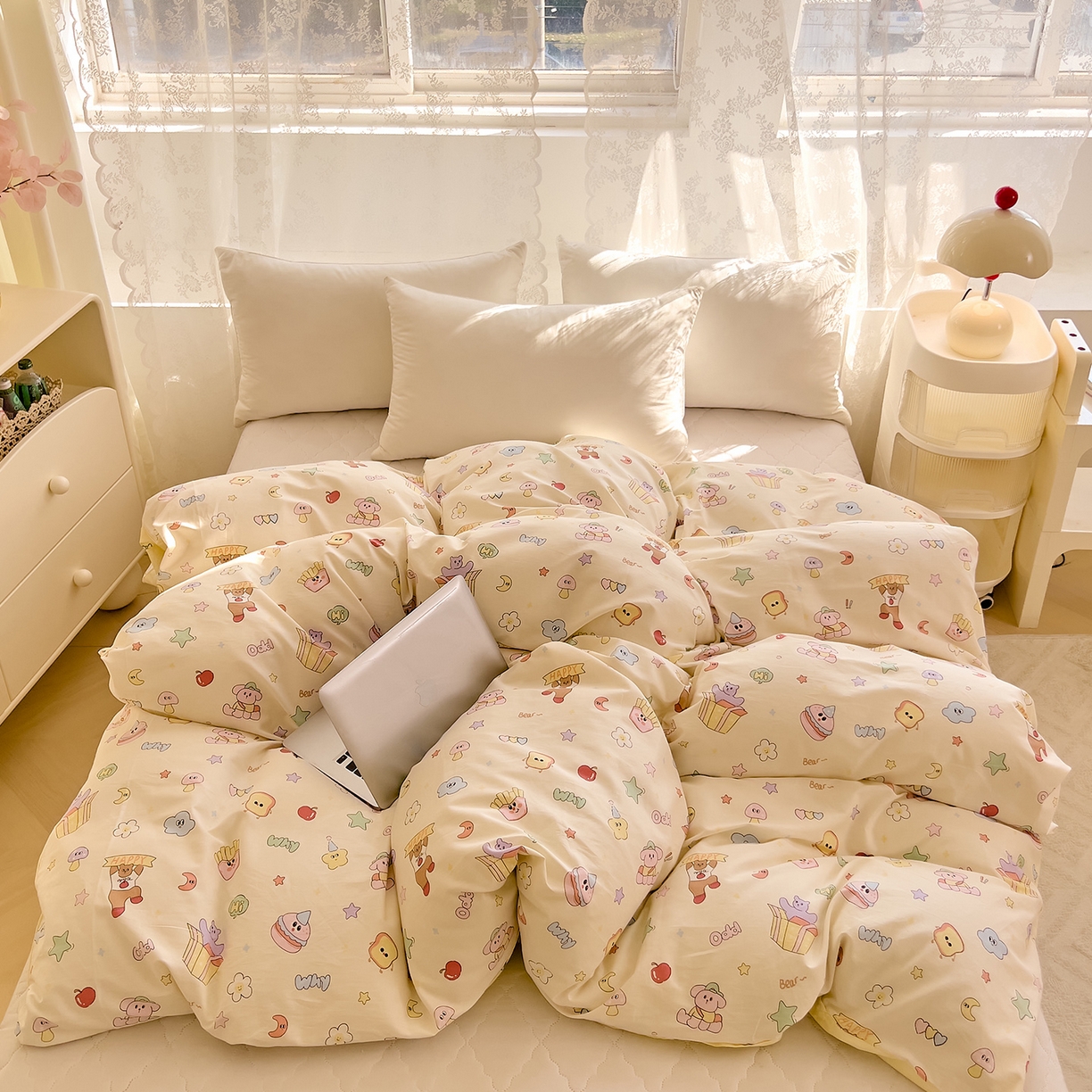 91家纺网 家纺一手货源 找家纺 DoDo 兜兜 2025新款卡通全棉纯棉小清新单品被套系列 （可定做尺寸） 爱豆熊