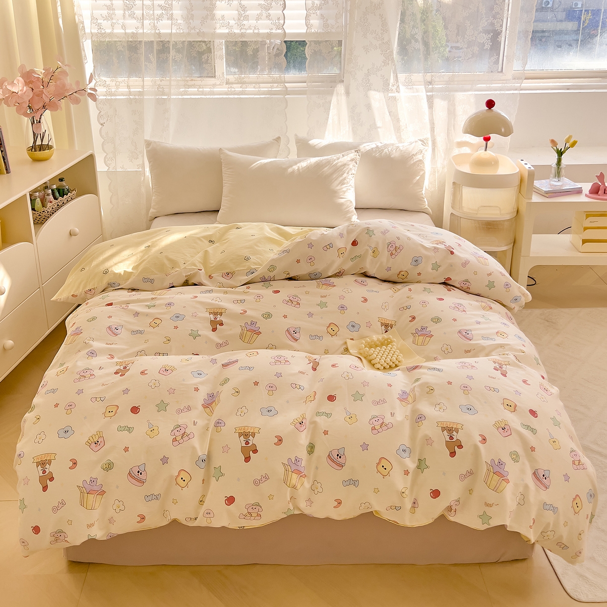 91家纺网 家纺一手货源 找家纺 （总）DoDo 兜兜 2025新款卡通全棉纯棉小清新单品被套系列 （可定做尺寸）