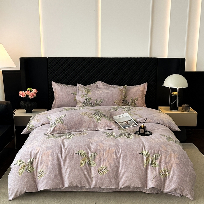 91家纺网 家纺一手货源 找家纺 棉生活家纺 2025新款铂金全棉纯棉磨毛四件套 叶罗丽-紫