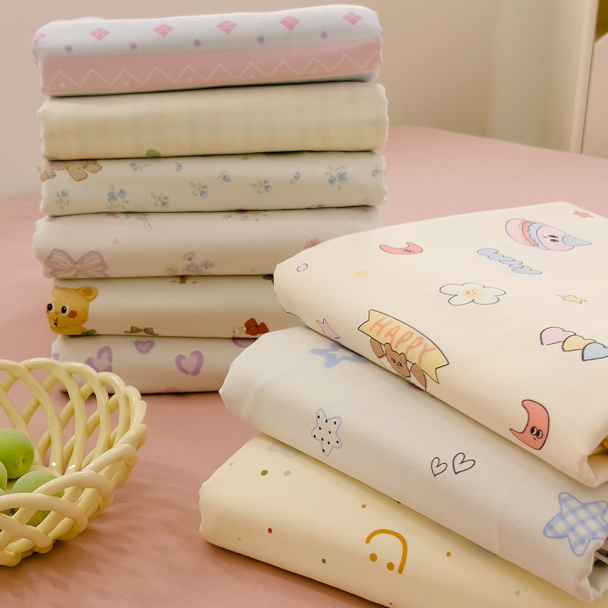 91家纺网 家纺一手货源 找家纺 （总）DoDo 兜兜 2025新款卡通全棉纯棉小清新单品枕套系列 （可定做尺寸）