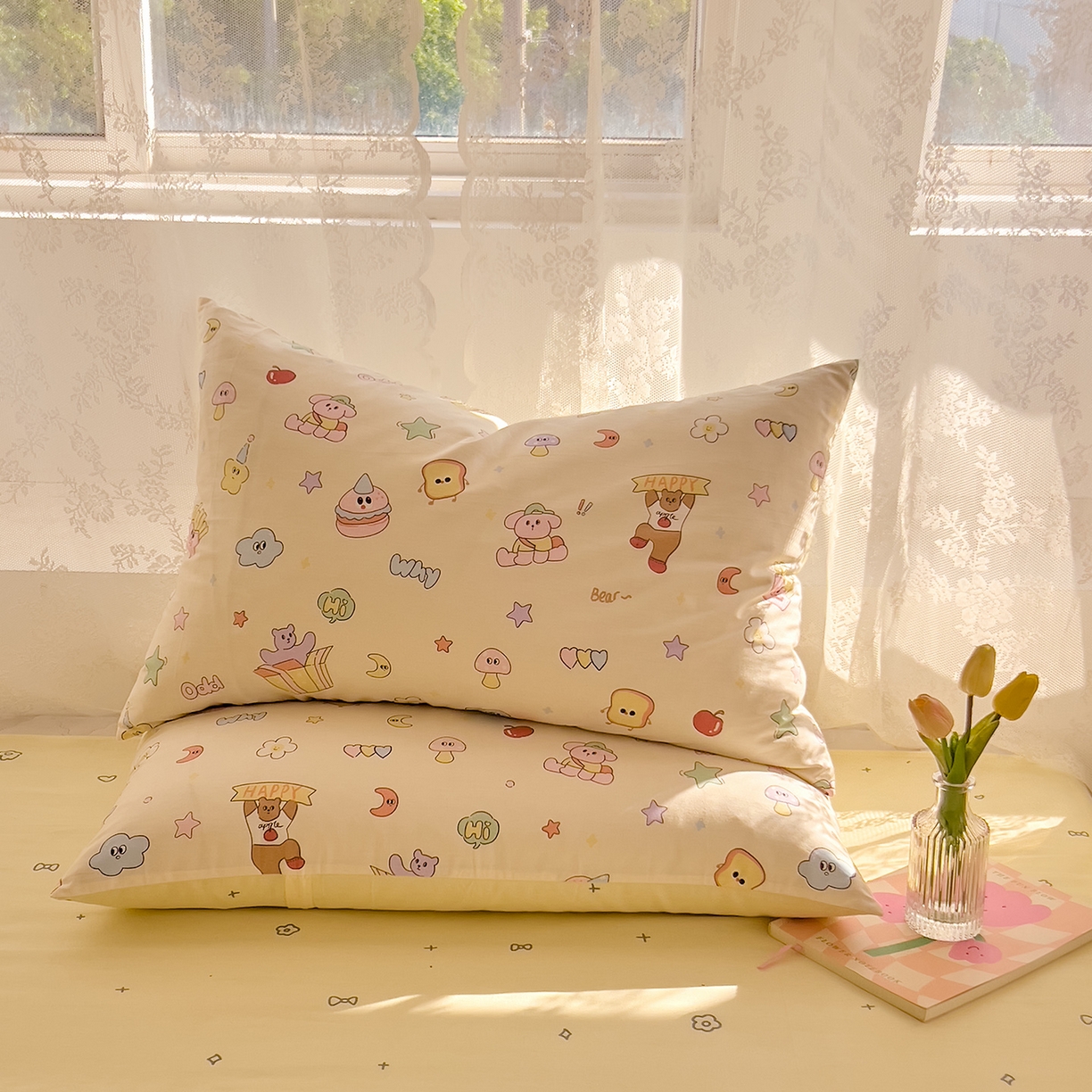 91家纺网 家纺一手货源 找家纺 （总）DoDo 兜兜 2025新款卡通全棉纯棉小清新单品枕套系列 （可定做尺寸）