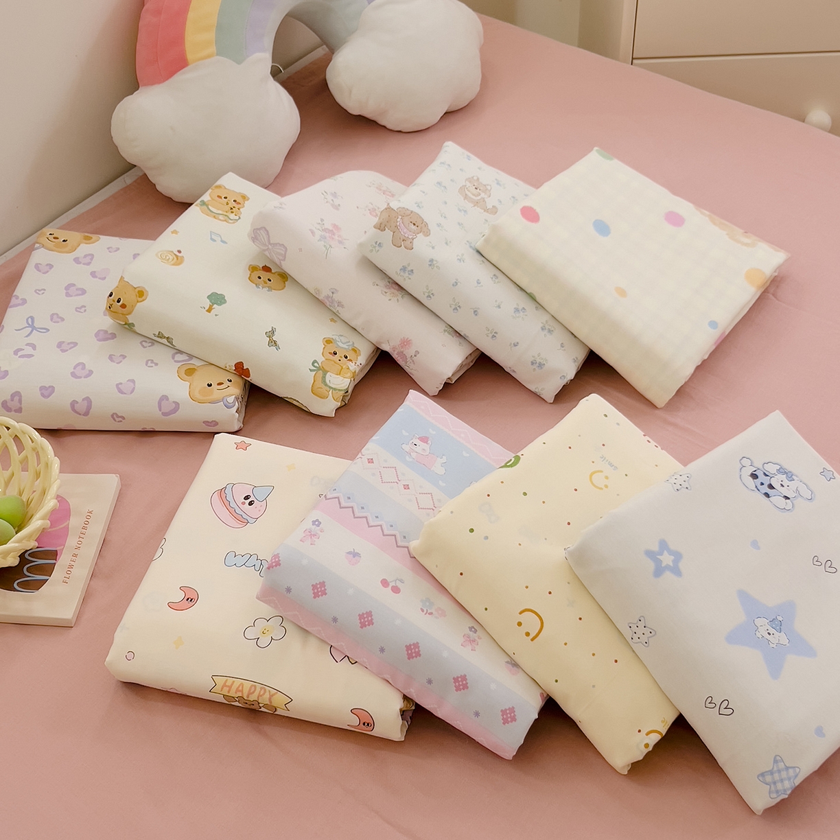 91家纺网 家纺一手货源 找家纺 （总）DoDo 兜兜 2025新款卡通全棉纯棉小清新单品枕套系列 （可定做尺寸）