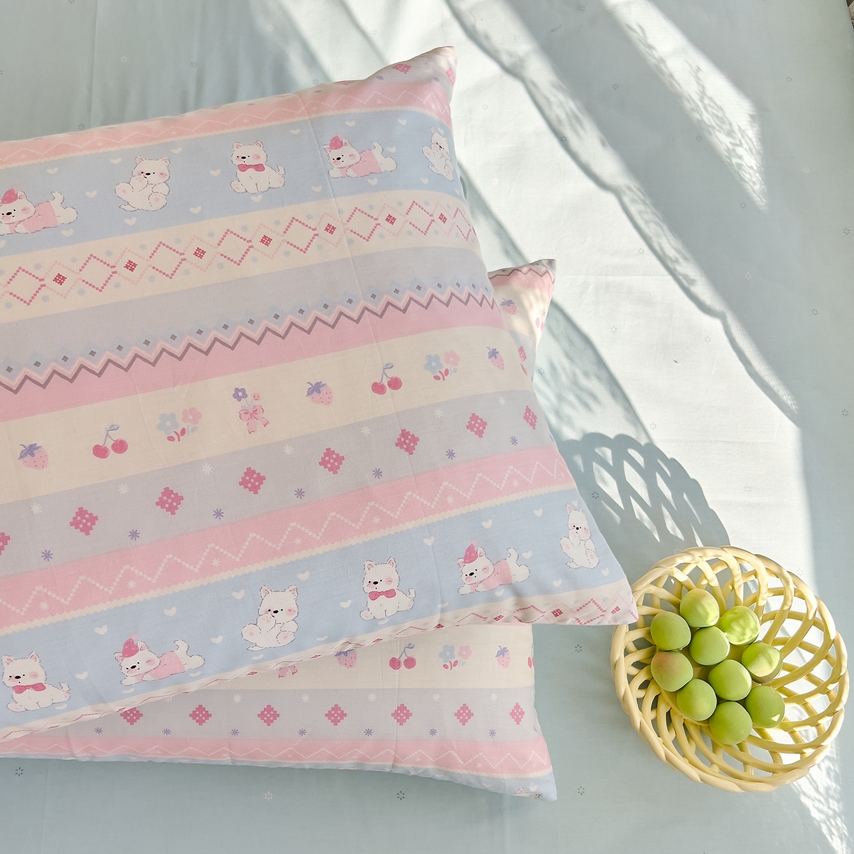 91家纺网 家纺一手货源 找家纺 DoDo 兜兜 2026新款卡通全棉纯棉小清新单品枕套系列 （可定做尺寸） 小狗笔记