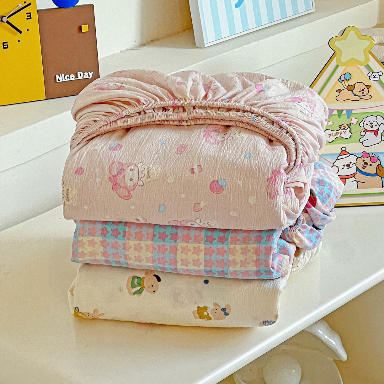 91家纺网 家纺一手货源 找家纺 （总）Mata蔓塔家 2025新款双层纱印花系列单床笠床笠单件