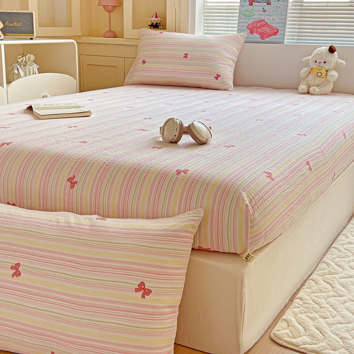 91家纺网 家纺一手货源 找家纺 Mata蔓塔家 2025新款双层纱印花系列单床笠床笠单件 遇见彩虹