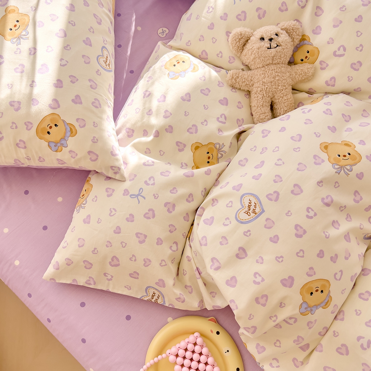 91家纺网 家纺一手货源 找家纺 DoDo 兜兜 2026新款卡通全棉纯棉小清新三四件套系列 （可定做尺寸） 豹纹小熊