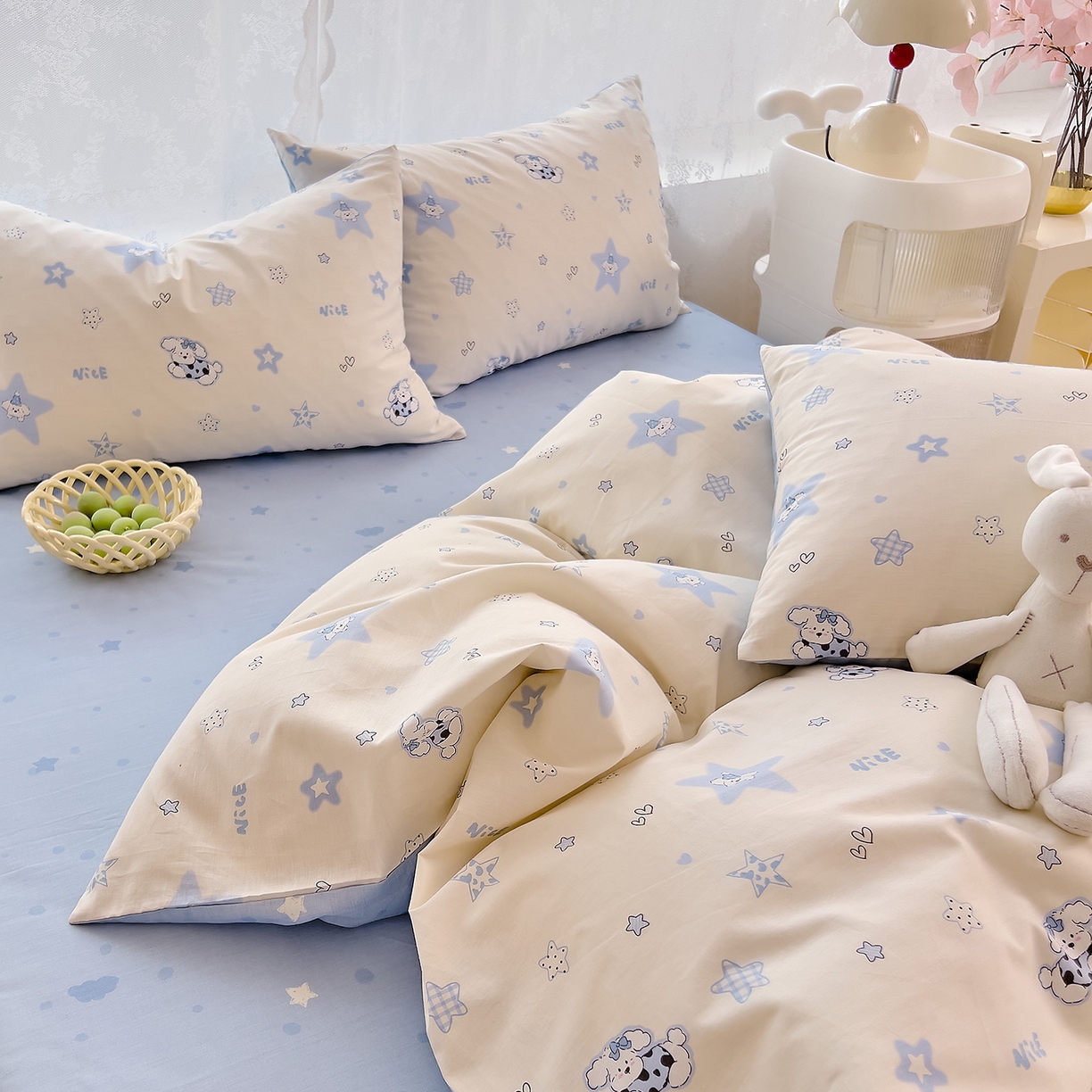 91家纺网 家纺一手货源 找家纺 （总）DoDo 兜兜 2025新款卡通全棉纯棉小清新三四件套系列 （可定做尺寸）