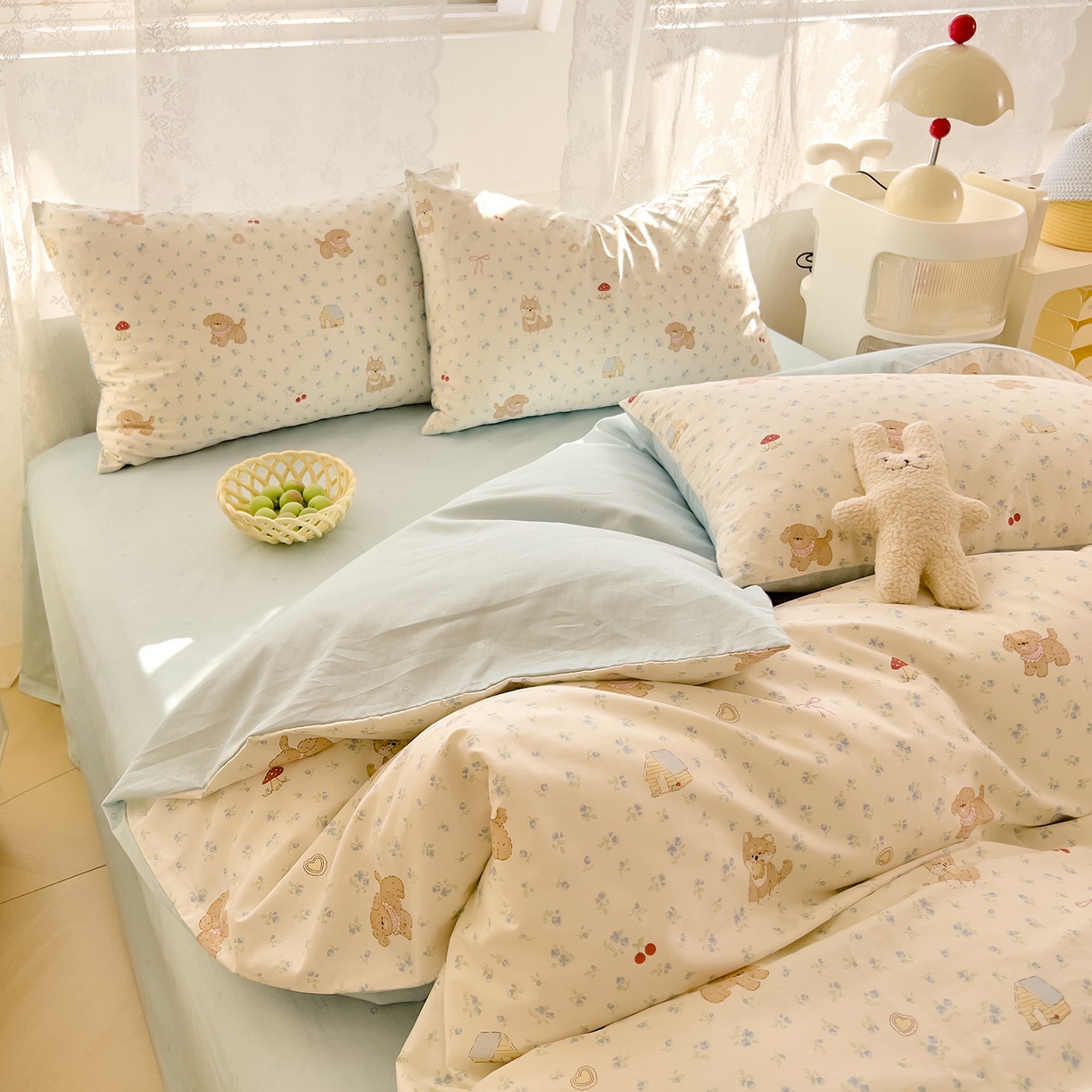 91家纺网 家纺一手货源 找家纺 （总）DoDo 兜兜 2025新款卡通全棉纯棉小清新三四件套系列 （可定做尺寸）