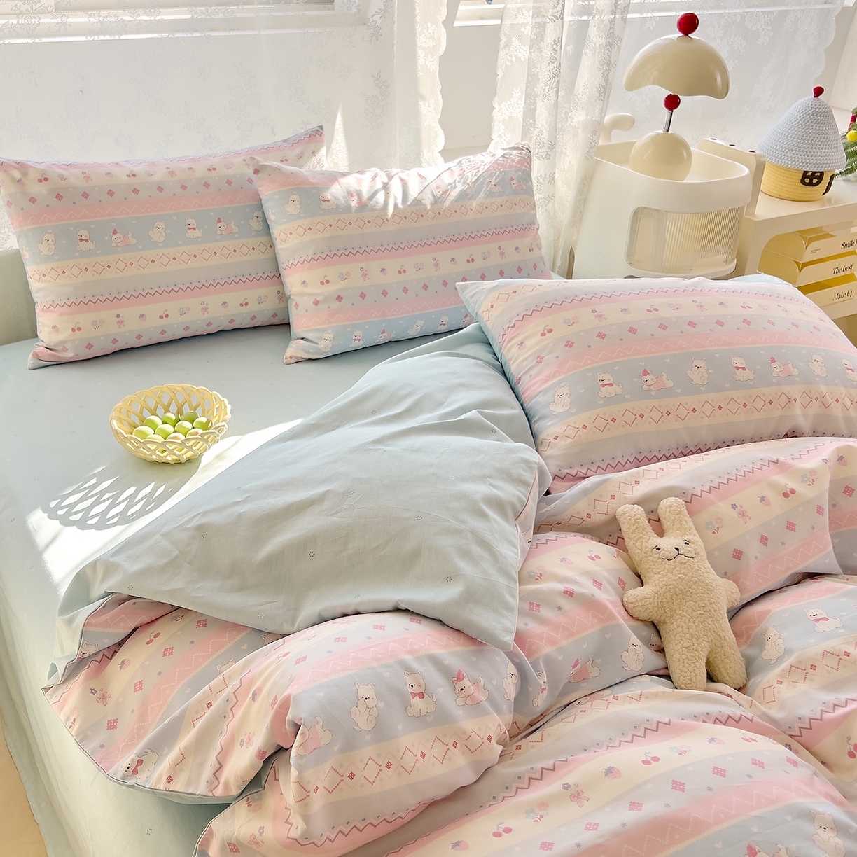 91家纺网 家纺一手货源 找家纺 （总）DoDo 兜兜 2025新款卡通全棉纯棉小清新三四件套系列 （可定做尺寸）