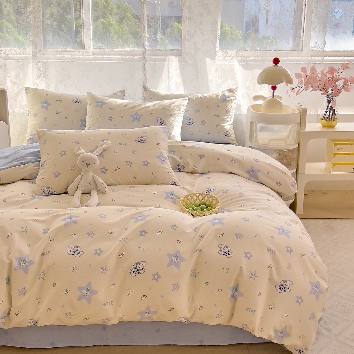 91家纺网 家纺一手货源 找家纺 （总）DoDo 兜兜 2025新款卡通全棉纯棉小清新三四件套系列 （可定做尺寸）