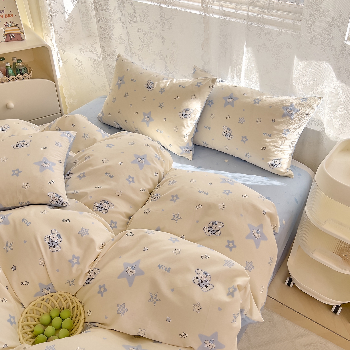 91家纺网 家纺一手货源 找家纺 （总）DoDo 兜兜 2025新款卡通全棉纯棉小清新三四件套系列 （可定做尺寸）