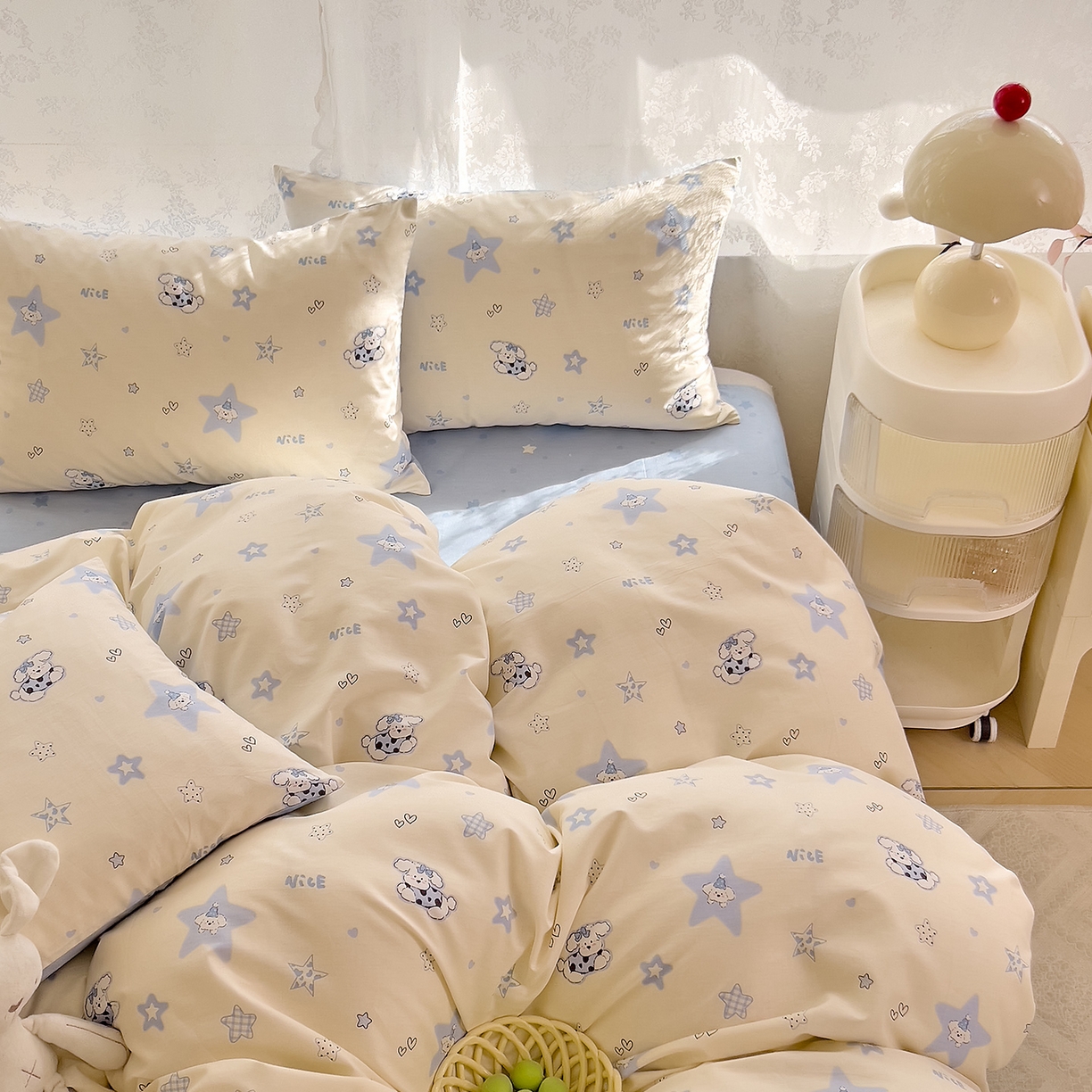 91家纺网 家纺一手货源 找家纺 （总）DoDo 兜兜 2025新款卡通全棉纯棉小清新三四件套系列 （可定做尺寸）