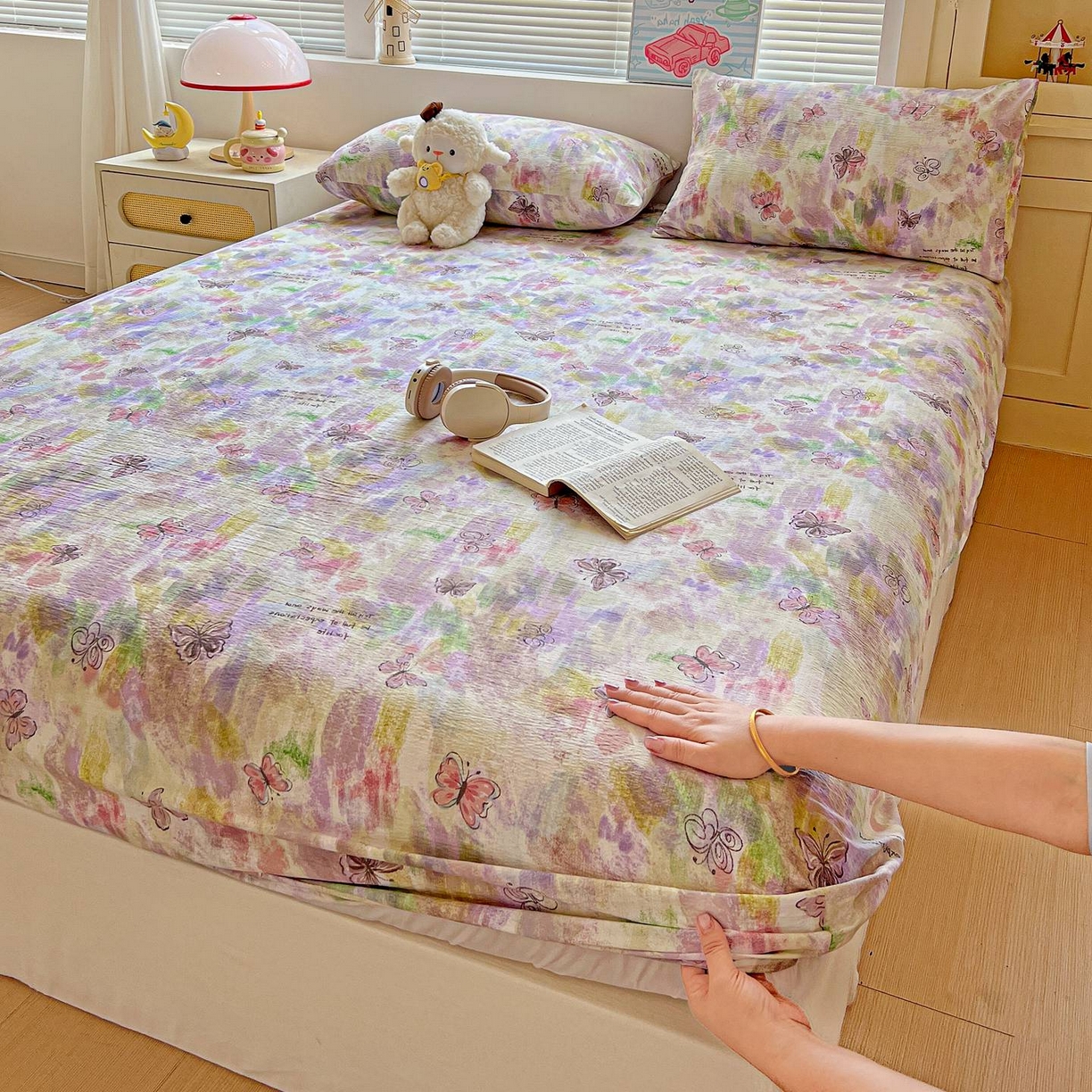 91家纺网 家纺一手货源 找家纺 （总）Mata蔓塔家 2025新款双层纱印花系列单床笠床笠单件