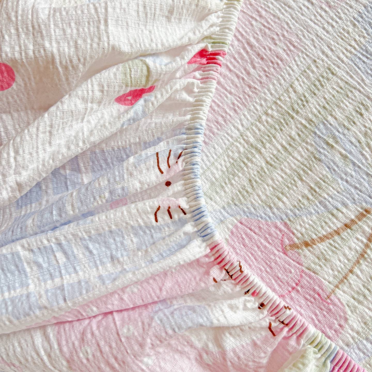 91家纺网 家纺一手货源 找家纺 Mata蔓塔家 2025新款双层纱印花系列单床笠床笠单件 奶油块块