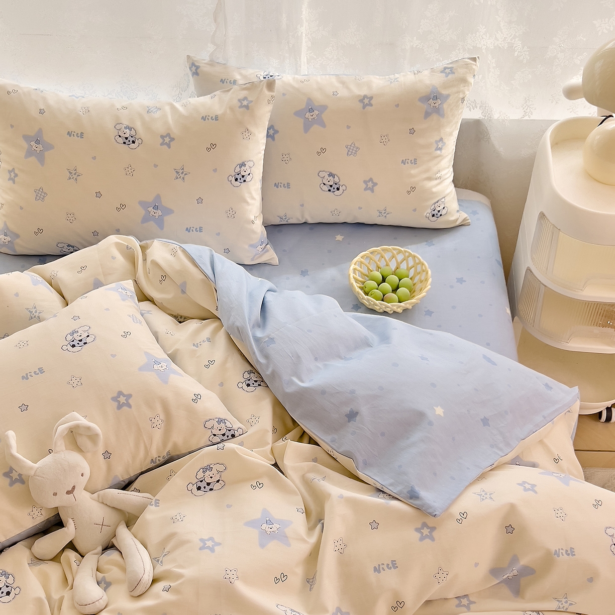 91家纺网 家纺一手货源 找家纺 （总）DoDo 兜兜 2025新款卡通全棉纯棉小清新三四件套系列 （可定做尺寸）