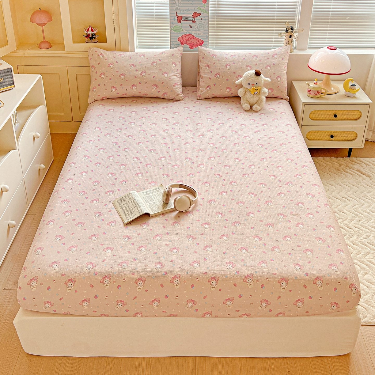 91家纺网 家纺一手货源 找家纺 Mata蔓塔家 2025新款双层纱印花系列单床笠床笠单件 小美