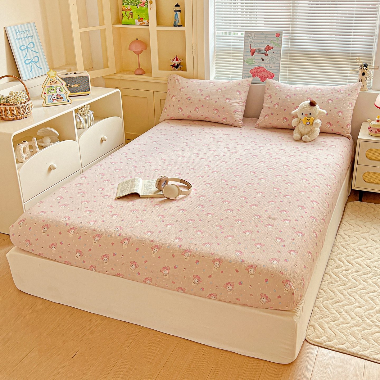 91家纺网 家纺一手货源 找家纺 Mata蔓塔家 2025新款双层纱印花系列单床笠床笠单件 小美