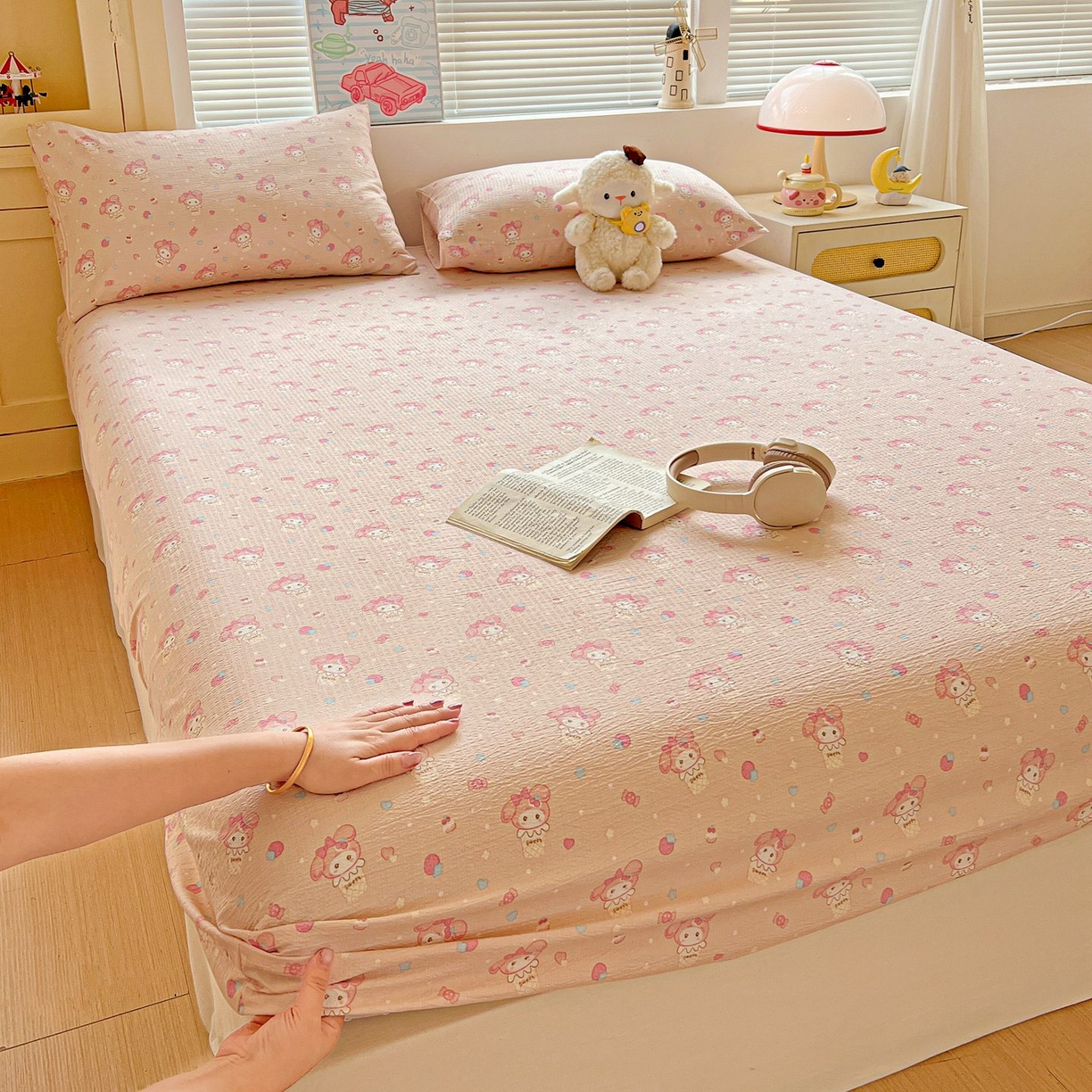 91家纺网 家纺一手货源 找家纺 Mata蔓塔家 2025新款双层纱印花系列单床笠床笠单件 小美