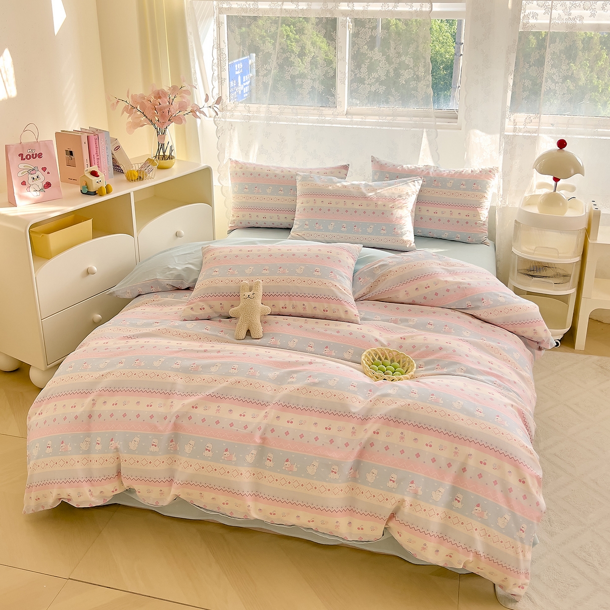 91家纺网 家纺一手货源 找家纺 DoDo 兜兜 2026新款卡通全棉纯棉小清新三四件套系列 （可定做尺寸） 小狗笔记