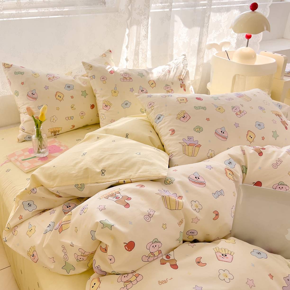 DoDo 兜兜 2026新款卡通全棉纯棉小清新三四件套系列 （可定做尺寸） 爱豆熊