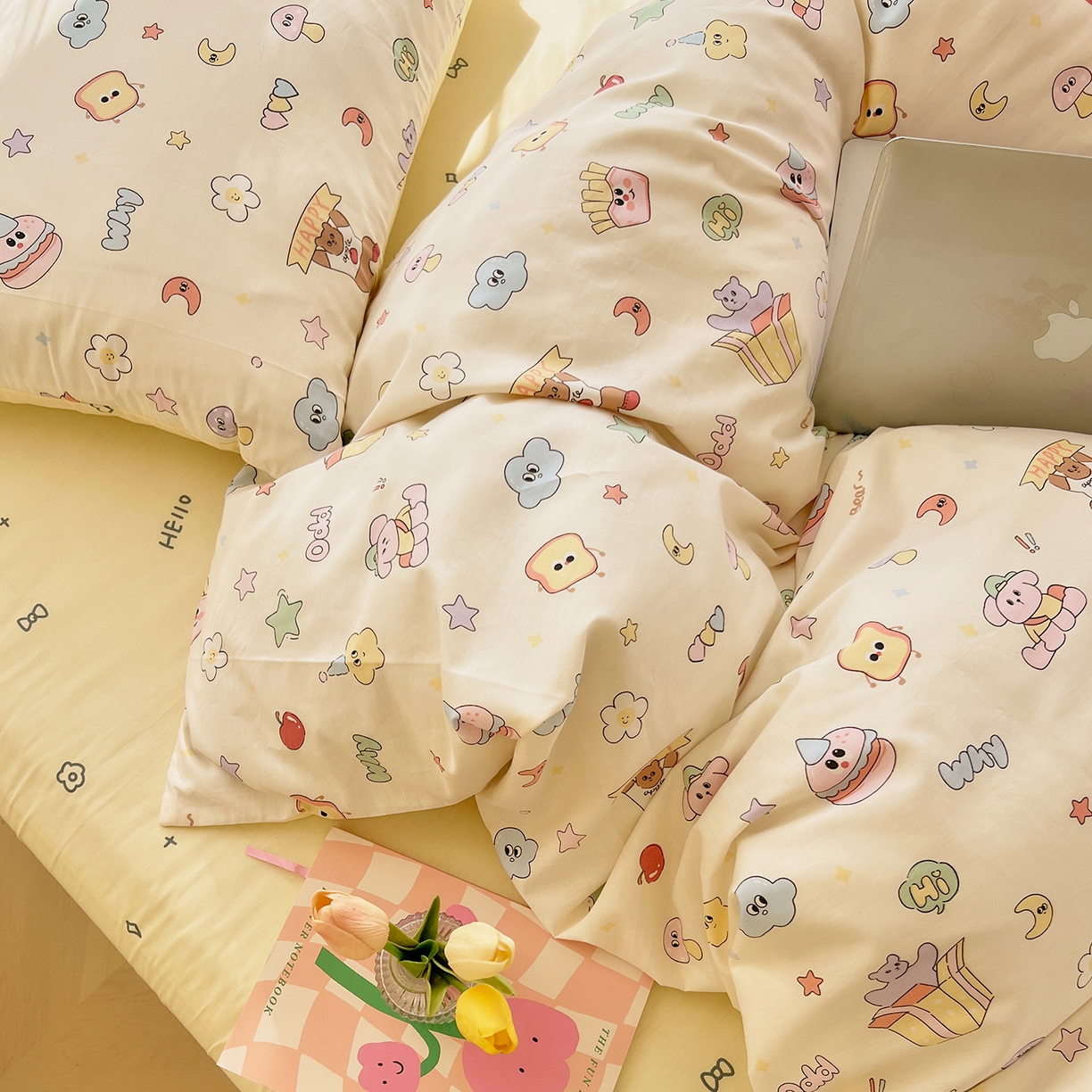 91家纺网 家纺一手货源 找家纺 DoDo 兜兜 2026新款卡通全棉纯棉小清新三四件套系列 （可定做尺寸） 爱豆熊