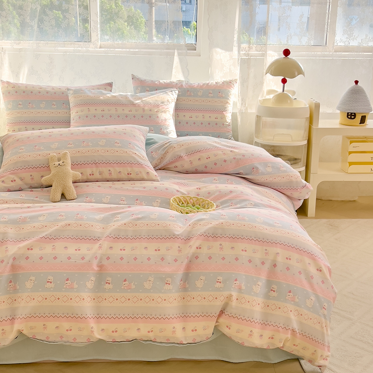 91家纺网 家纺一手货源 找家纺 DoDo 兜兜 2026新款卡通全棉纯棉小清新三四件套系列 （可定做尺寸） 小狗笔记